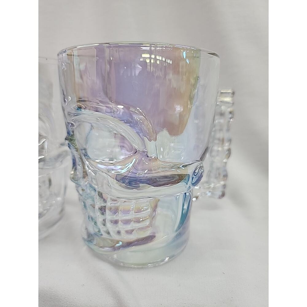 Luster Glass Skull Mugs Set Of 2 LargeCapacity No Cracks Or Chips Read Descript - Picture 3 of 15